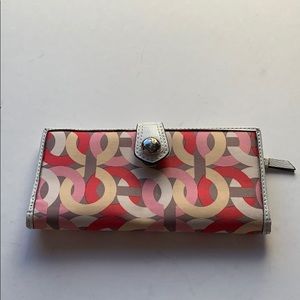 Coach wallet multi-color satin leather